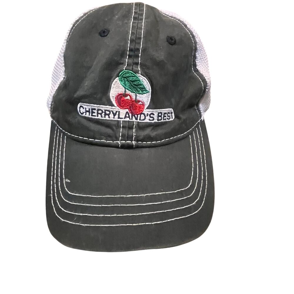 Cherryland’s Best Embroidered Adjustable Hat Wisconsin Made Black White Mash Hat
